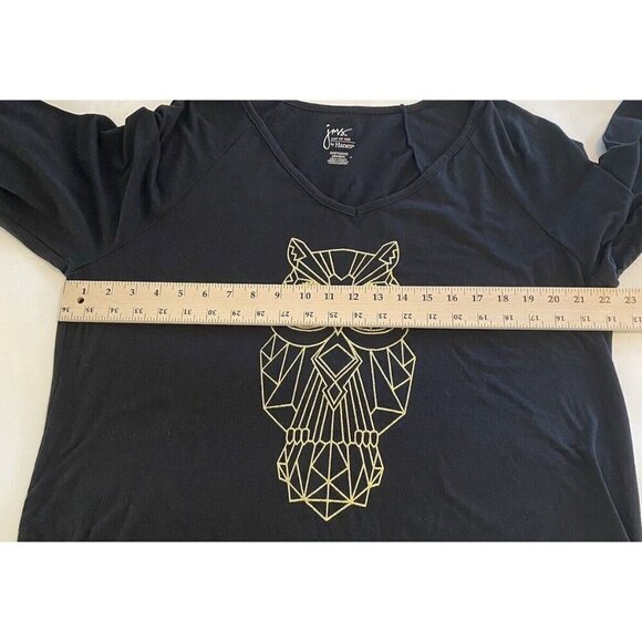Just My Size Womens T Shirt Sz 2X Black Gold Owl Long Sleeve Goth Fairy Woodland - Picture 5 of 12
